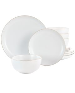 Gibson Home Rockaway 12 Piece Stoneware Dinnerware Set in White
